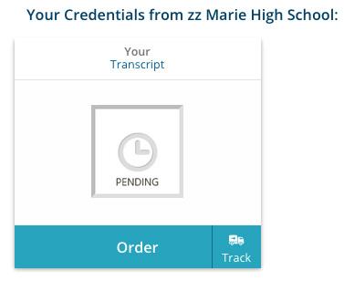 12 Track your transcript 1. Log in to Parchment.com. 2. Click Track under the name of your school. 3. You will see detailed information about the order.