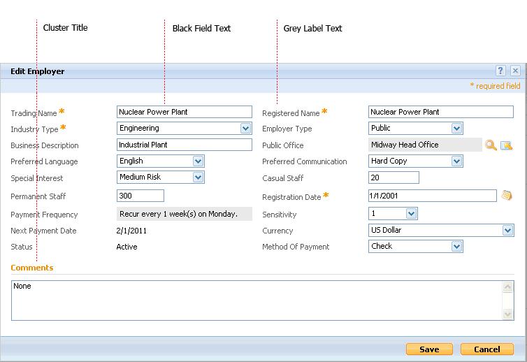 Figure 3.61 Editable Labels and Fields Laying out the Content Area The modal height is automatically set based on the content being displayed.
