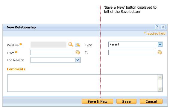 73 Modal Dialog with Save & New button Modals are also used to display search functionality.