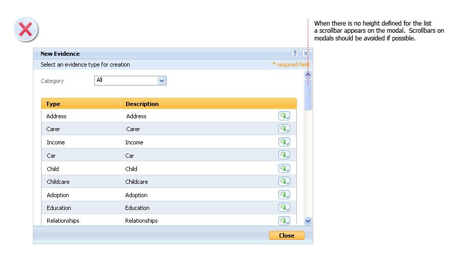 or if displayed with other lists or clusters on a page. The height should be set according to the expected content.