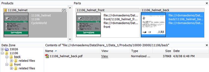See below how, when you select a part, the Data Zone pane also shows 11106, which is 1