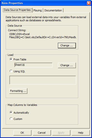 9.4 Controlling the Format of Loaded Data Figure 5: Data Source Properties You can review how the loaded data will look by clicking the "Format..." button.