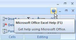 Click Microsoft Office Excel Help near upper right corner of screen.