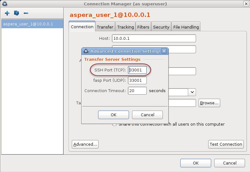 Standard Installation 13 need to allow a range of outbound connections from the Aspera client (that have been opened incrementally on the server side, starting at UDP/33001).