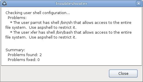 Troubleshooting 322 Troubleshooting Using the Troubleshooter The built-in troubleshooter tool can identify potential problems with your Aspera software configuration that affect the ability of a