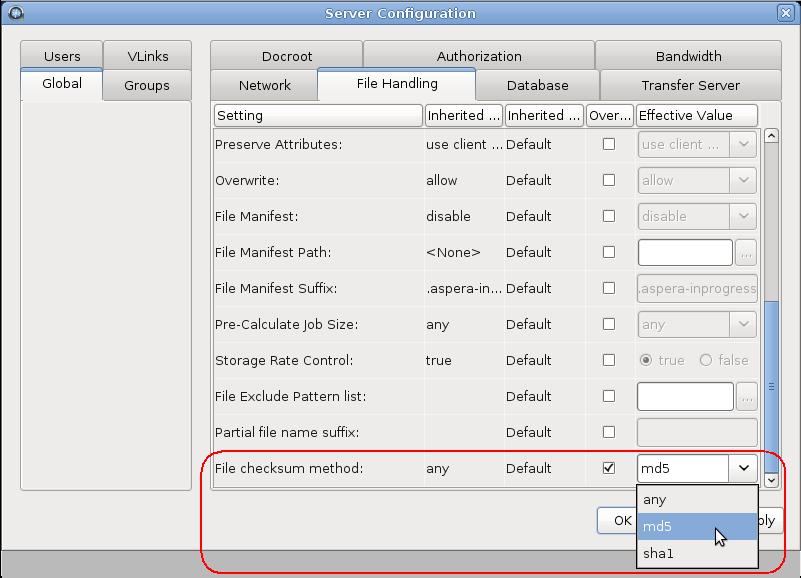 Transferring Files with the Application 52 To enable the file manifest, select the override check box for File Manifest