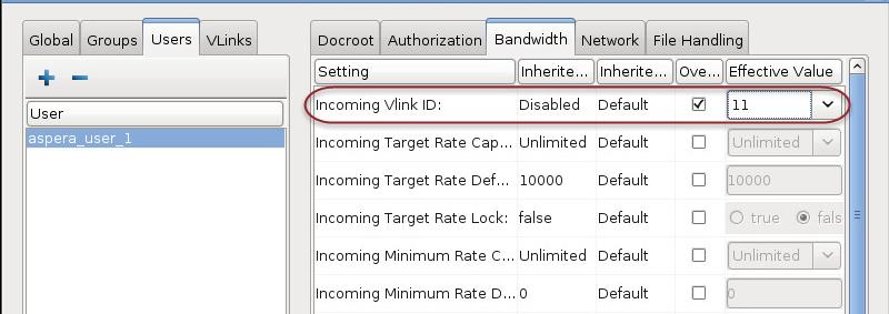 Managing Global Transfer Settings in the GUI 63 Once the Vlink is created, you can name it, activitate it, and set the bandwidth capacity cap. See the table below for details.