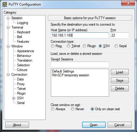 setting). Putty will start the connection and then prompt you for a Username and Password.