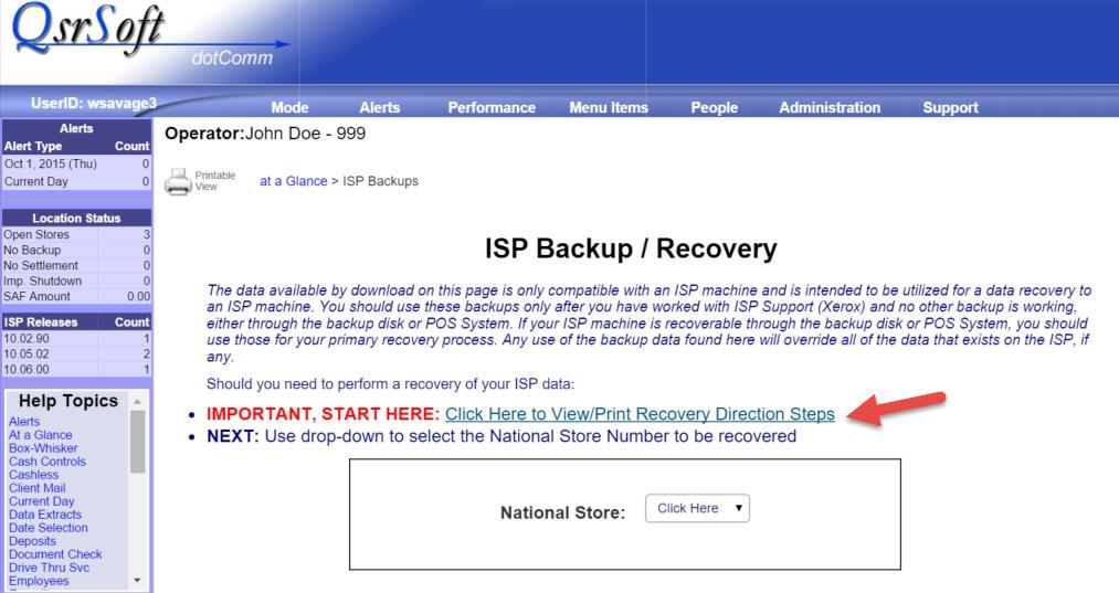 4. Click on the link to View/Print Recovery Steps. a.