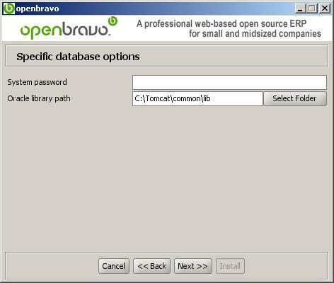 V.Openbravo installation defaults it to the SID name.