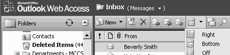 ) The second horizontal row contains 12 active buttons: Next is a pull down menu that allows you to quickly sort your e- mail within your inbox.