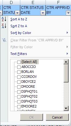 Click the Chevron to Filter display so that one Contract Approver in the Blanket Contract