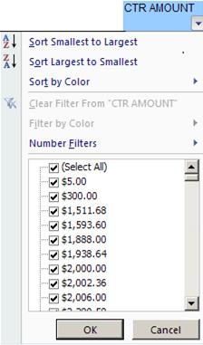 Deselect (Select All) list c Click on Arrow on the Number Filters option d Select Custom Filter Note: After