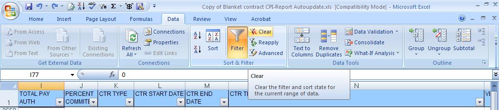 Click on the Data tab and then Sort & Filter Group.