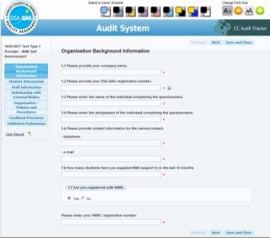 Screenshot 8 On completion of the questionnaire click on the Submit button on the final page.