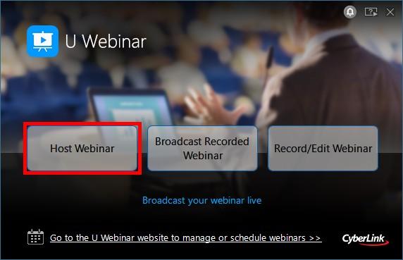 Hosting a Live Webinar Chapter 3: Hosting a Live Webinar With U Webinar you can broadcast a webinar live on the U Webinar website.