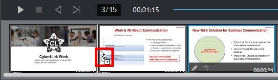 Pre-recording and Editing Webinars To browse through the webinar, just select each of the video clips in the storyboard at the bottom of the window, or use the and controls.