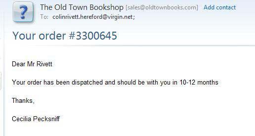 6 Here's the text of the email from The Old Town Bookshop.