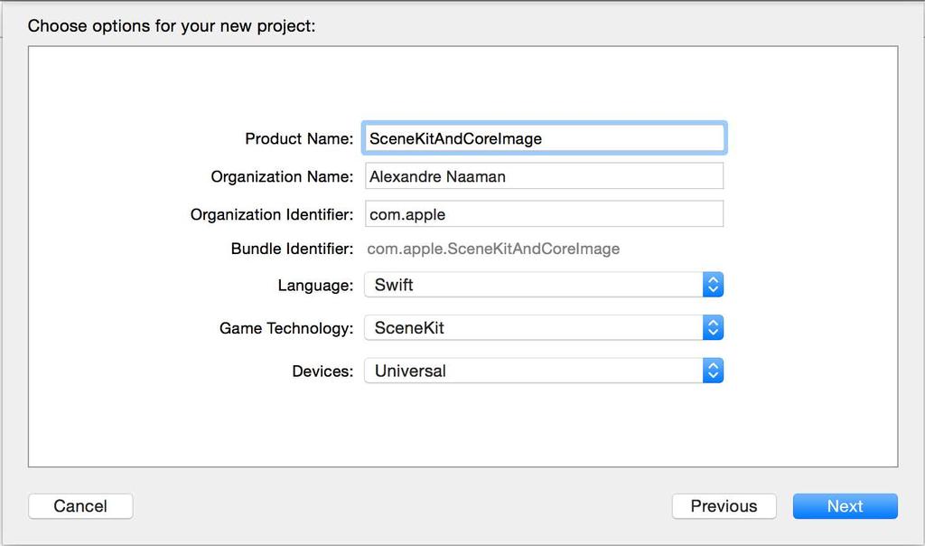 SceneKit In Xcode create a new