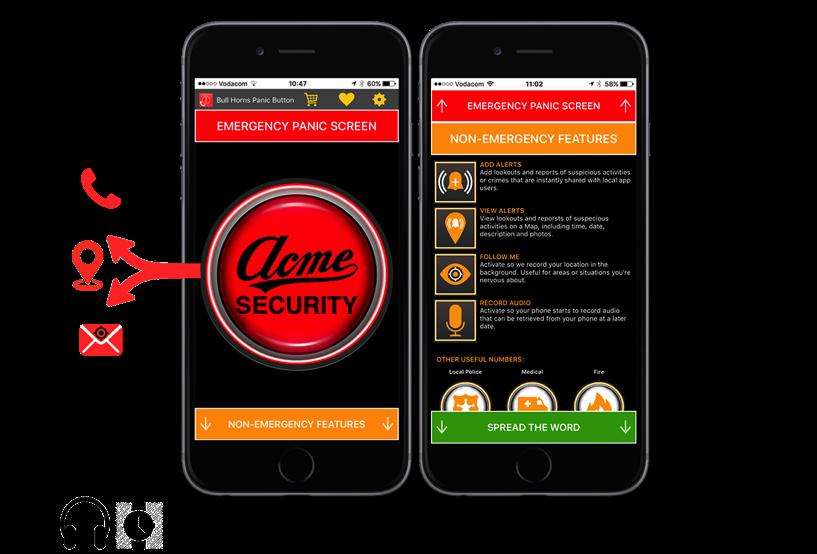 Features of the Bull Horns App The Bull Horns Panic Button app allows