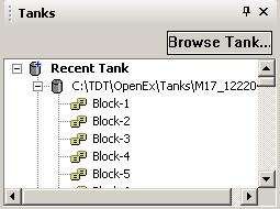 OpenSorter Basics Selecting a Data Set in the Tanks Panel The Tanks panel is a collapsible panel that can be docked or floated depending on the user s needs.
