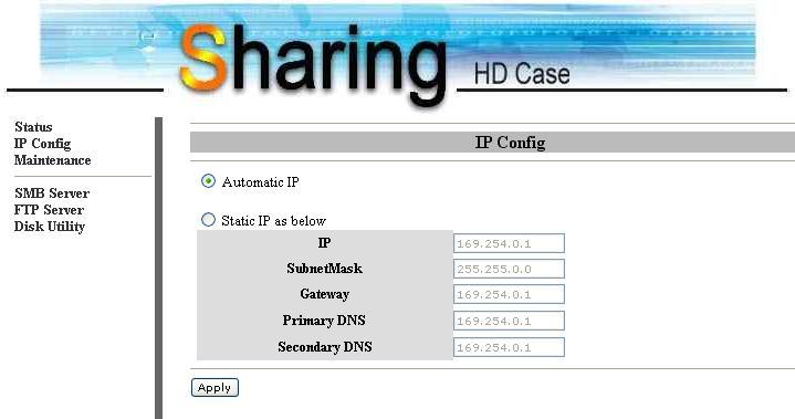 6) Here you can set the IP configuration (Automatic IP or Static IP) as below: