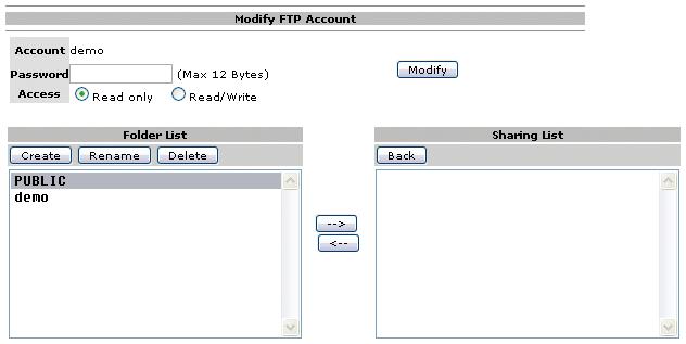 Select the new account from the list and click on Modify.