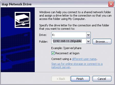 1. Double click on My Computer, go to the Tools menu and select Map Network Drive.