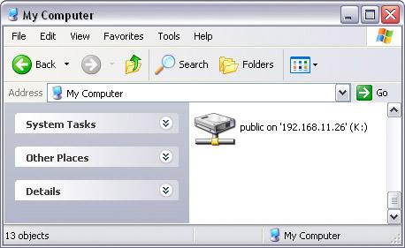 For temporary access, you can also simply go to My Network Places, view the workgroup computers and select your LAN disk from the list to access the folders 3.