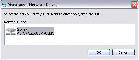 2. Select any temporary or mapped network drives that you would like to remove and click OK.