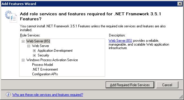 4. On the first page of the Add Features Wizard window opened, click.net Framework 3.5.1 Features check box title. 5.