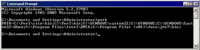 f. Activate command prompt by clicking Start menu, All program and Accessory then input path to confirm the path. g.