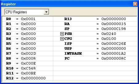 Reference information on memory and registers Default Format, Binary Format, Octal Format, Decimal Format, Hexadecimal Format, Char Format Changes the display format of expressions.
