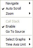 Reference information on trace Context menu This context menu is available: Note: The context menu contains some commands that are common to all graphs and some commands that are specific to each