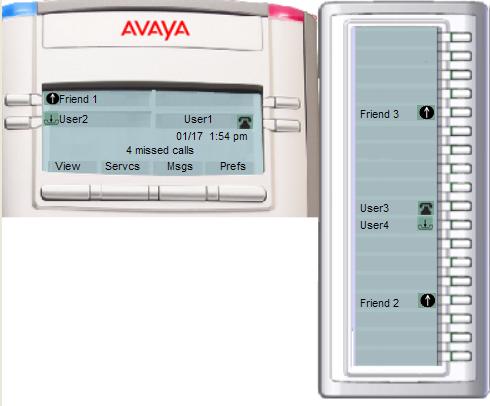 Line keys left on the IP Deskphone, followed by the keys on the Expansion Module from bottom to top and right to left.