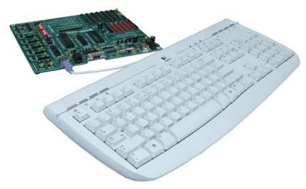 In this case, they are connected to pins RC14 and RC13 respectively. Figure 25. Keyboard connected to development board PS2 connector Figure 24.