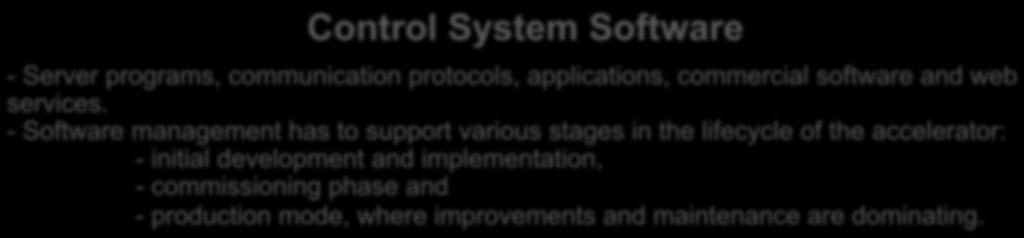 Management 6 Control System - Server programs, communication protocols, applications,