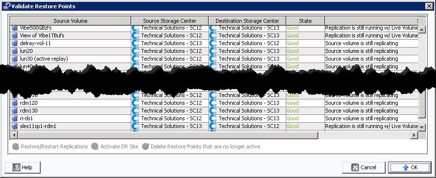 Validating Restore Points in Enterprise Manager Review Restore Points and current state.