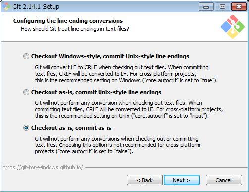 Select the treatment of the line ending in the text files.