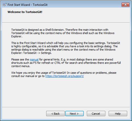 In the Settings dialog box of TortoiseGit, select General and then Re-run First Start