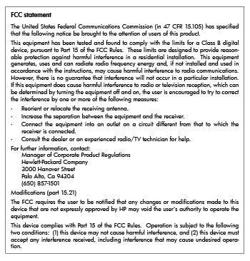 FCC statement Notice to users in Korea VCCI (Class B) compliance