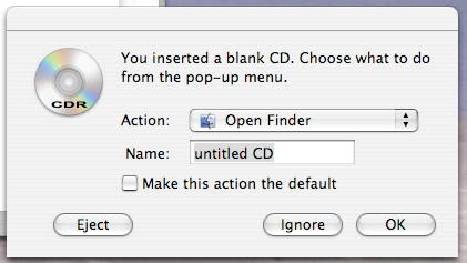 Insert a blank CD The very first time you insert a blank