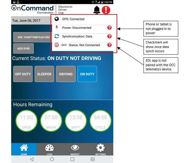 Troubleshooting Check Your OnCommand Connection Telematics Device Power and Connectivity 1.