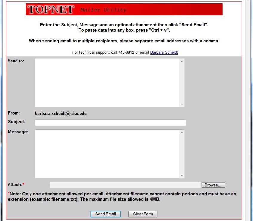 WKU Email Utility: Select the WKU Email Utility link.