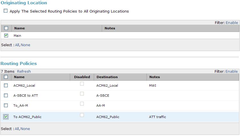 Step 6 - In the Originating Location and Routing Policy