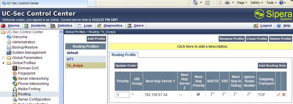 13.1.2. Routing Step 1 Navigate to Global Profiles Routing, and select the Routing Profile created in Section 8.3.3 (e.g., To_Avaya).