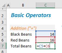 To use an operator, simply type in the equal sign (which is how we start all formulas), select the cell you want to include in the formula, add the operator, and then select the cell you want to also