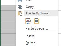 Modifying Rows and Columns Add a Row / Column To add a row, right click on the row directly below where you want the new row to be inserted and choose Insert.