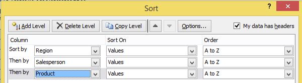 If you want to sort on another level(s), click the Add Level button to insert another sort level. Click OK.