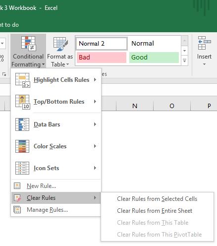 Manage Rules If at any time you need to delete a formatting rule, change the data range, or change how you want the cells to be formatted, you can do this in the Manage Rules section.